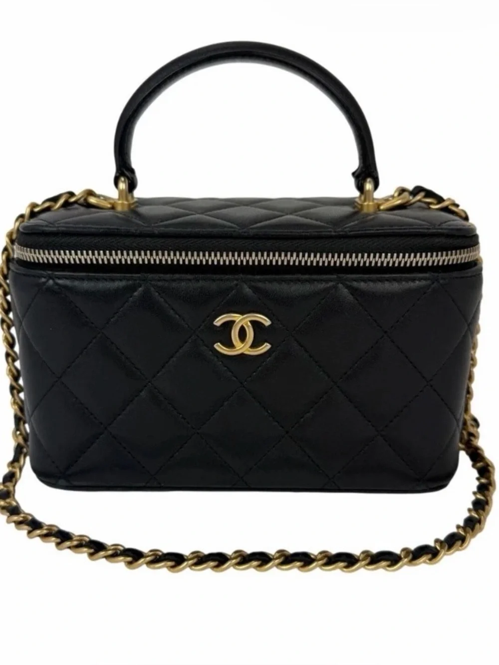 Chanel Quilted Leather Vanity Bag with top handle